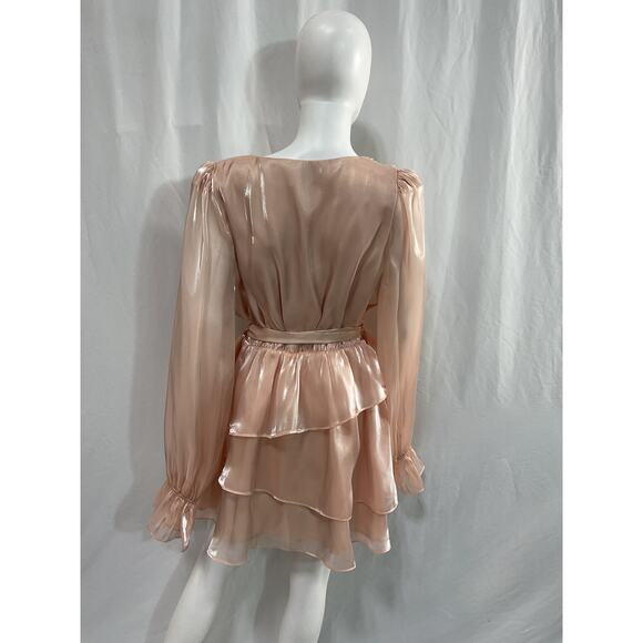 Majorelle 'Elly' Pink Organza Mini Dress Size L - Picture 3 of 5
